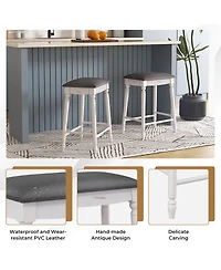 Sugift 24 inch Bar Stool Set of 2 with Padded Seat Cushions and Wood Legs