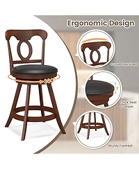 Sugift Set of 2 24 Inch Swivel Bar Stools with Footrest