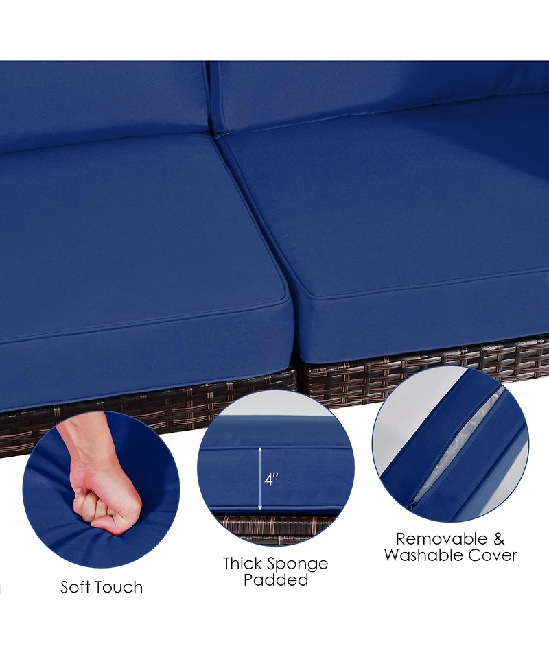 Sugift 6 Pieces Patio Rattan Furniture Set with Cushions