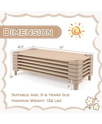 Pack of 6 Kids Stackable Naptime Cot 52" L x 23" W Daycare Rest Mat