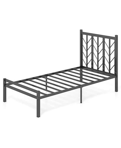 Twin Size Platform Bed with Headboard 11.5" Under Bed Storage Easy Assembly