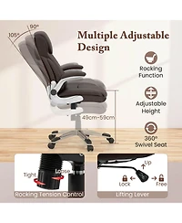 Ergonomic Office Chair Pu Leather Executive Swivel with Flip-up Armrests
