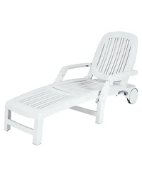 Sugift Adjustable Patio Sun Lounger with Weather Resistant Wheels