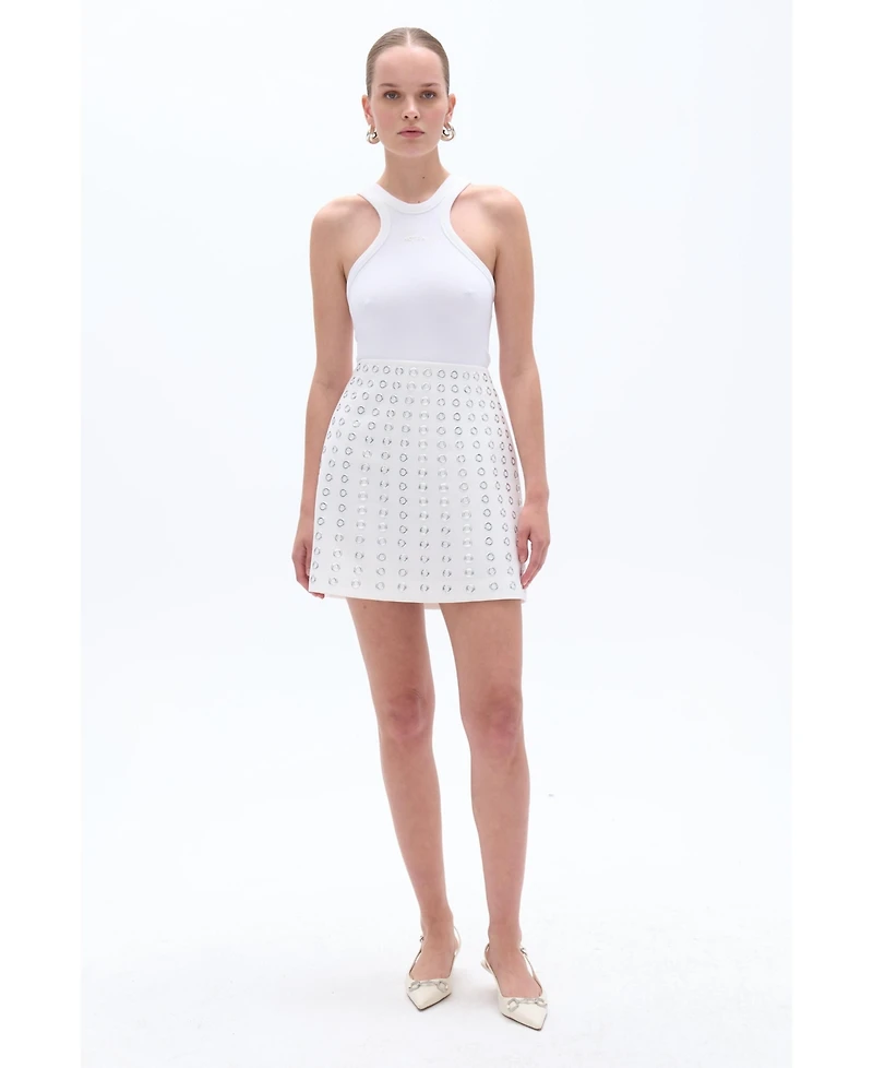 Nocturne Women's Eyelet Detailed Mini Skirt
