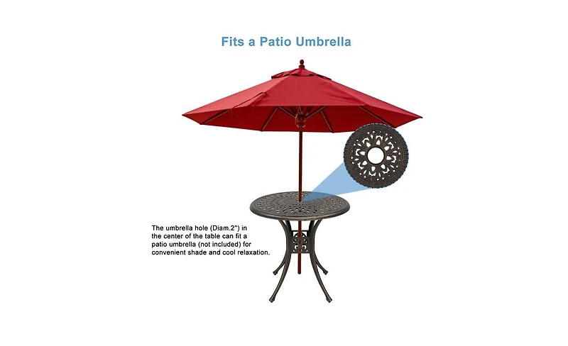 Slickblue Circular Diamond Top Courtyard Cast Aluminum Table – Bronze Finish