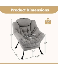 Large Lazy Chair with Cozy Head Pillow Stylish Tufted Back & Seat Armrests