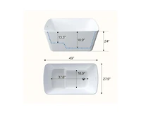 gaomon 49"Acrylic Freestanding Bathtub，Square Shape Janpanese Soaking Tub with Seat Desgin,Modern Soaking Bathtub with Toe-tap Chrome Right Dra