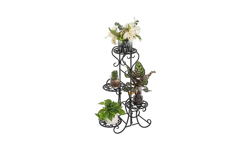 Slickblue 4 Potted Rounded Flower Metal Shelves Plant Pot Stand