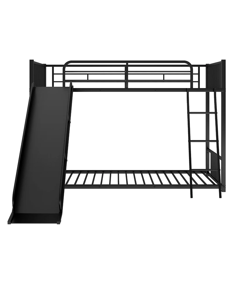 Streamdale Metal Bunk Bed With Slide, Twin Over
