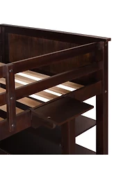 Streamdale Espresso Twin Loft Bed with Desk and Drawers
