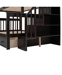 Streamdale Stairway Twin Over Full Bunk with Storage and Rail