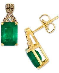 Le Vian Emerald (1-1/2 ct. t.w.), Chocolate Diamond (1/10 ct. t.w.) & Nude Diamond Accent Drop Earrings in 14k Honey Gold