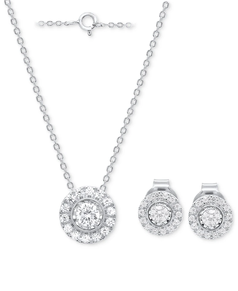 Forever Grown Diamonds 2-Pc. Set Lab-Grown Diamond Pendant Necklace & Matching Stud Earrings (1/2 ct. t.w.) Sterling Silver or 14K Gold-Plated Ster