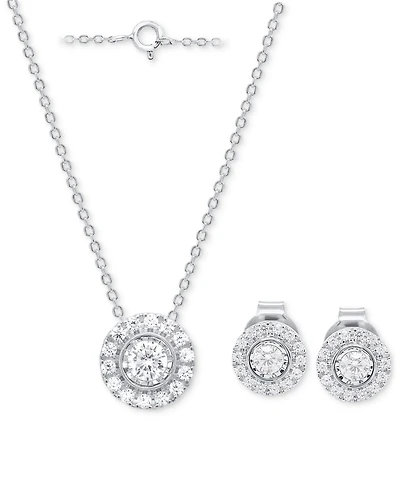 Forever Grown Diamonds 2-Pc. Set Lab-Grown Diamond Pendant Necklace & Matching Stud Earrings (1/2 ct. t.w.) Sterling Silver or 14K Gold-Plated Ster