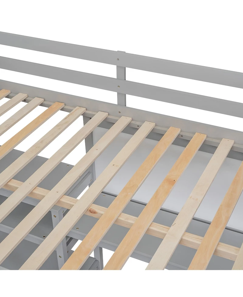 Streamdale Full Wooden Loft Bed With Shelves, Desk And Writing Board