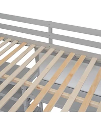 Streamdale Full Wooden Loft Bed With Shelves, Desk And Writing Board