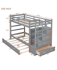 Streamdale Twin Over Bunk Bed With Trundle And Staircase, White