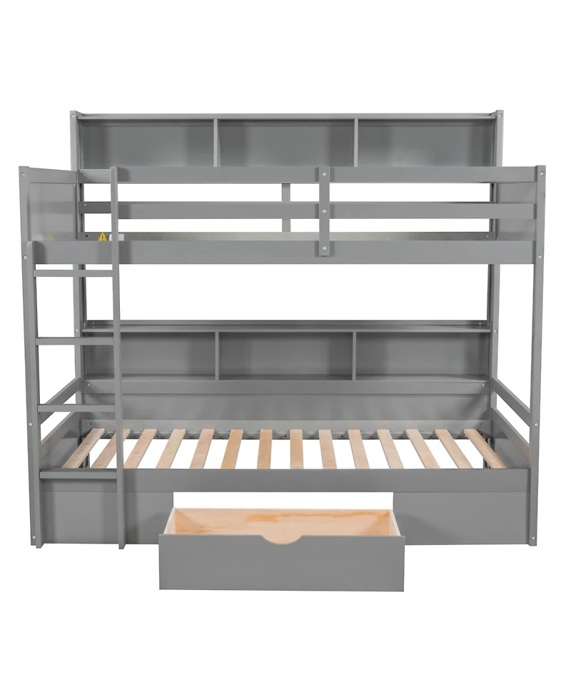 Streamdale Twin Bunk Bed with Shelves and Drawer