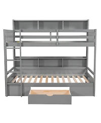 Streamdale Twin Bunk Bed with Shelves and Drawer