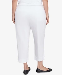 Alfred Dunner Plus Size Wild at Heart Floral Embroidered Cuffed Ankle Jean