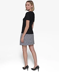 Karl Lagerfeld Paris Women's Ribbed Short-Sleeve Sweater