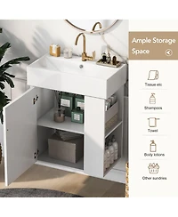 Streamdale 21.6" Wall-Mounted Minimalist Bathroom Vanity with Side Storage
