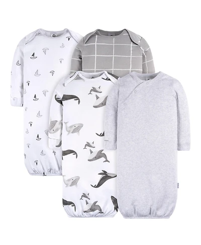 Gerber Baby Boys Gowns with Mitten Cuffs, 4-Pack