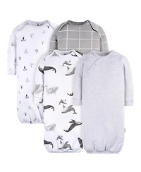 Gerber Baby Boys Gowns with Mitten Cuffs, 4-Pack