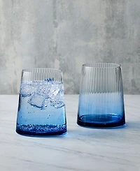 Anton Studio Designs Empire Blue Double Old Fashioned Tumblers, Set of 2
