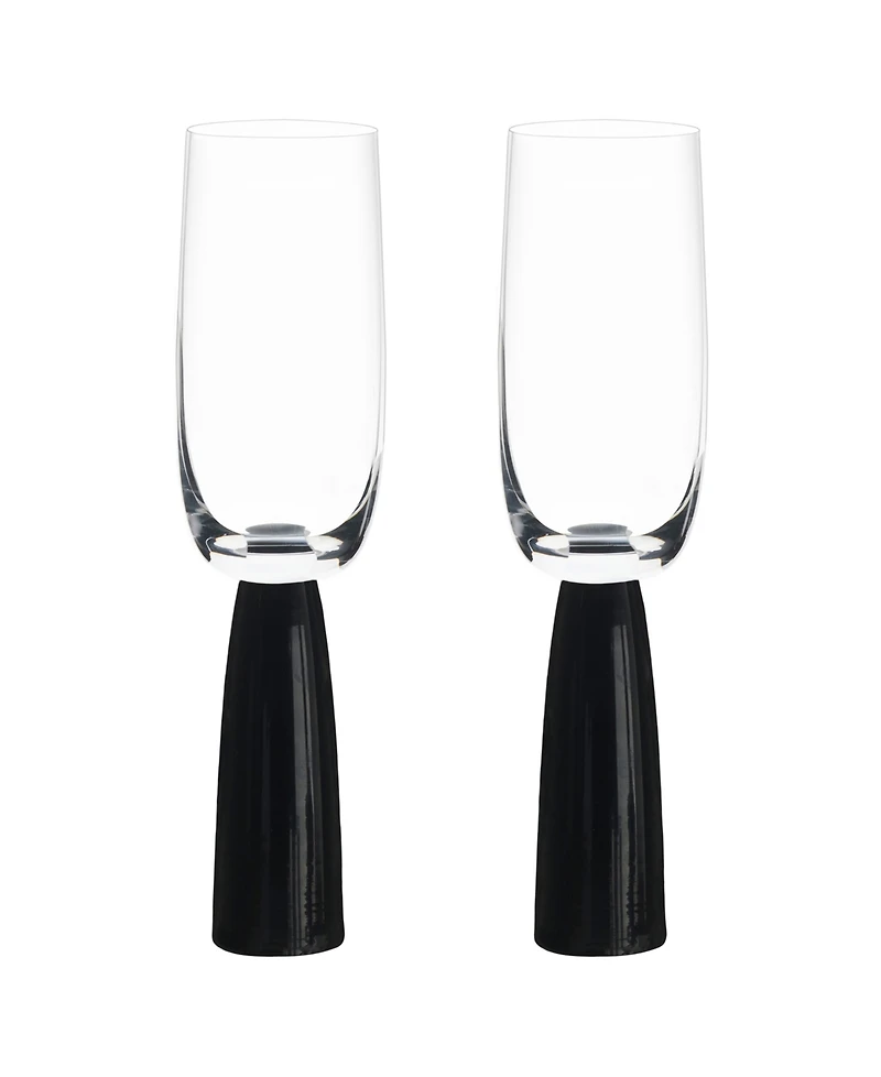 Anton Studio Designs Oslo Champagne Flutes Black, Set of 2