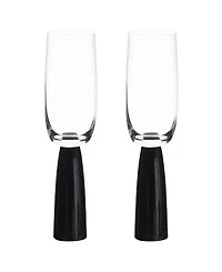 Anton Studio Designs Oslo Champagne Flutes Black, Set of 2