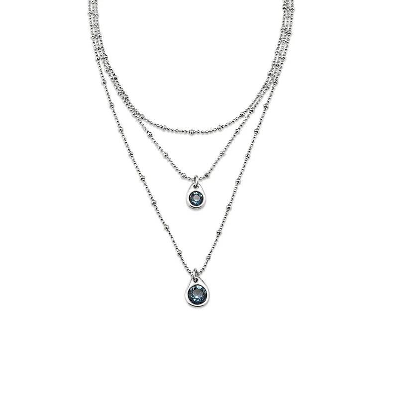 UNOde50 Sterling Silver Triple Midi Water Drop Necklace