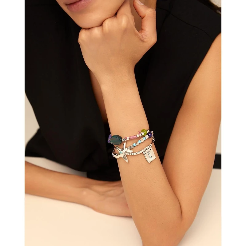 UNOde50 Sterling Silver Resin Stones Metal Bracelet