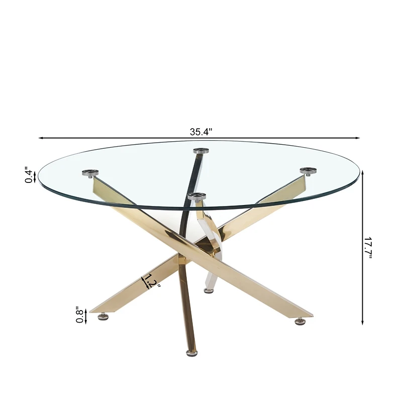 Streamdale Modern Round Tempered Glass Coffee Table with Chrome Legs