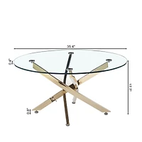 Streamdale Modern Round Tempered Glass Coffee Table with Chrome Legs