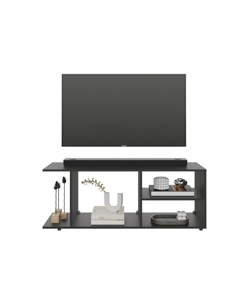 Sudley Entertainment Center with 4 Shelves and 4 Legs, Black