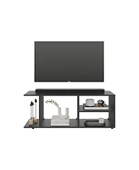 Sudley Entertainment Center with 4 Shelves and 4 Legs, Black