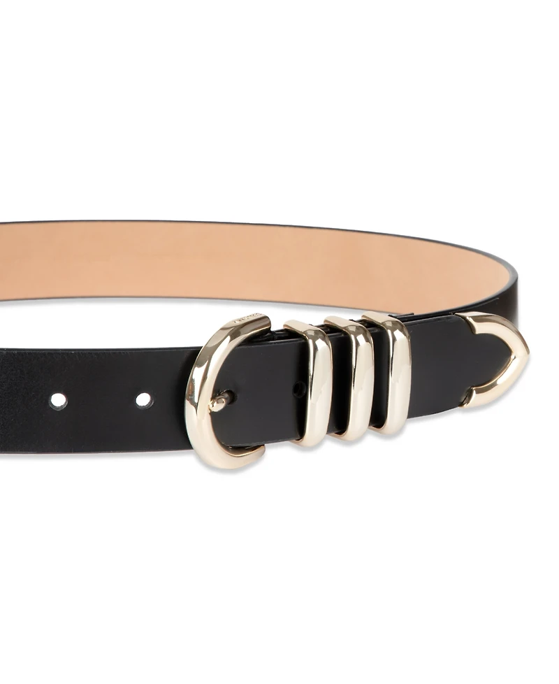 Cole Haan Women's Modern Triple Keeper Beveled Edge Leather Belt