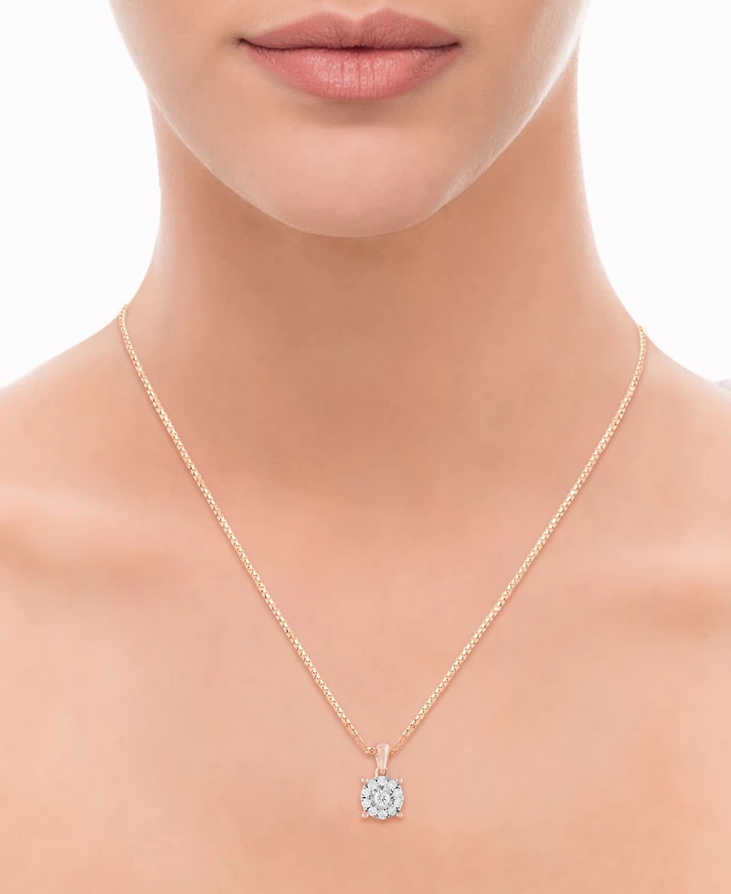 Diamond Halo 18" Pendant Necklace (1/3 ct. t.w.) 14k White, Yellow or Rose Gold