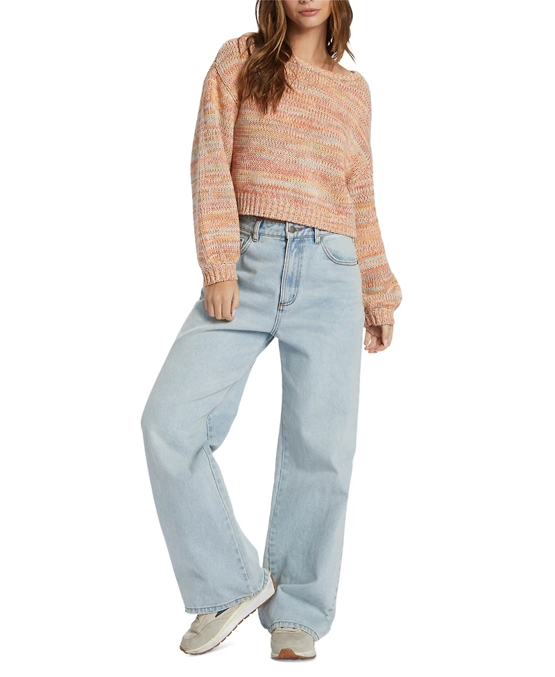Billabong Juniors' Vivid Sun Cotton Scoop-Neck Long-Sleeve Sweater