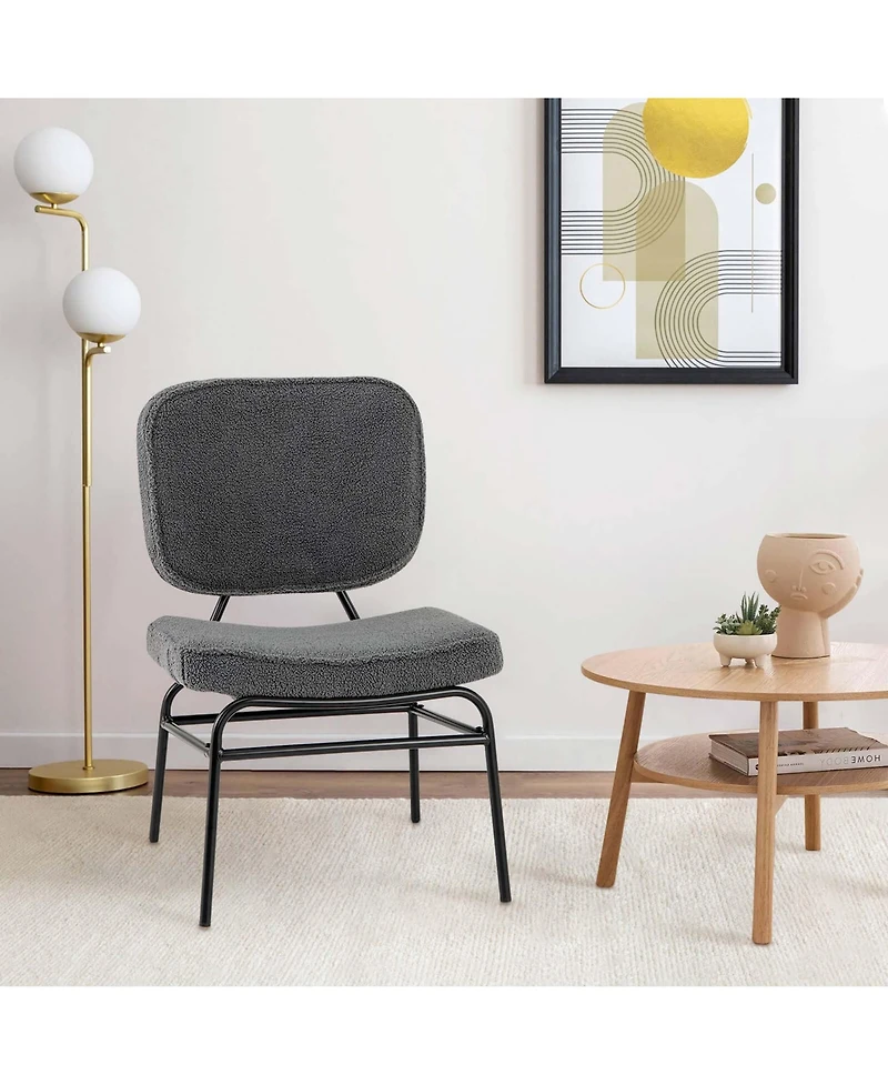 1 Pcs Upholstered Accent Chair with Sponge Padding Adjustable Foot Pads & Metal Frame