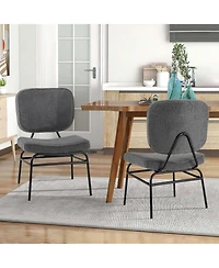 1 Pcs Upholstered Accent Chair with Sponge Padding Adjustable Foot Pads & Metal Frame