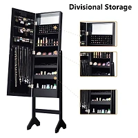 Costway 18 Led lights Mirrored Jewelry Cabinet Organizer