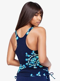 Calypsa Women's Maya Tankini Swim Top With Built-in Bra and High Waisted Long Bike Shorts