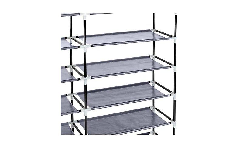 Slickblue 7-Tier Portable Shoe Rack with Fabric Cover for Organized Shoe Storage and Closet Organization