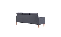 Slickblue Dark Grey Modular Sofa, Linen Upholstery with Solid Wood Frame and Legs, 3-Seater