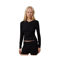 Cotton On Women's Sleep Recovery Henley Long Sleeve