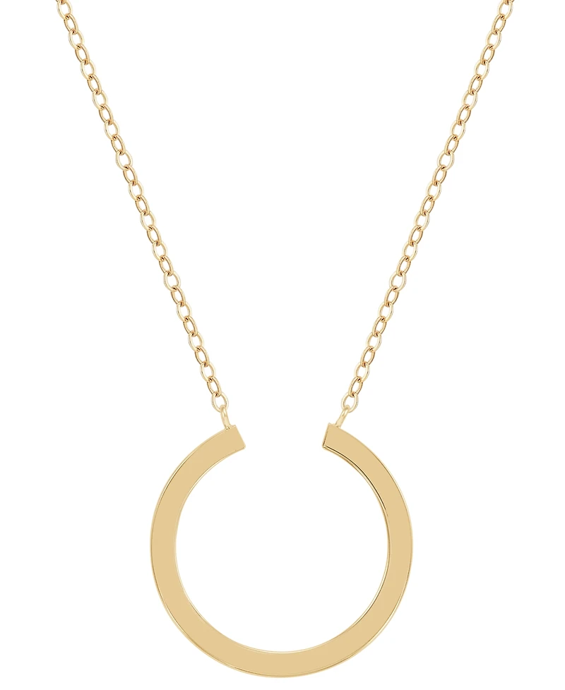 Polished Tube Horseshoe Inspired 18" Pendant Necklace in 10k Gold