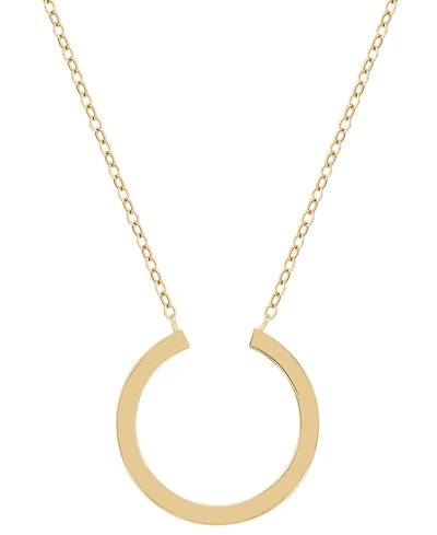 Polished Tube Horseshoe Inspired 18" Pendant Necklace in 10k Gold