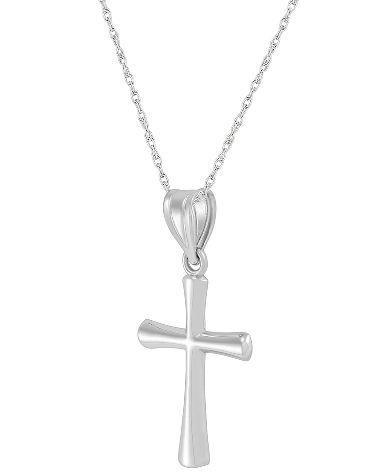 Macy's Polished Cross Pendant 18" Necklace in 14k White Gold